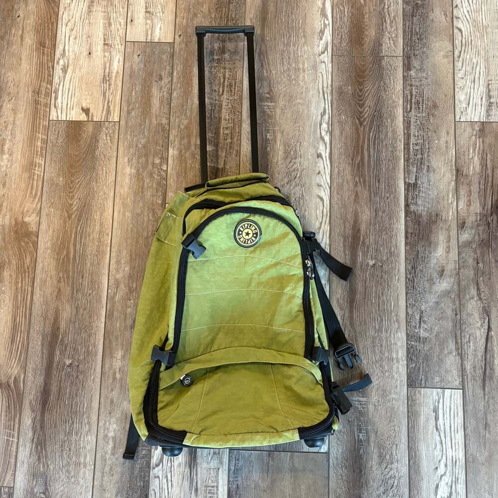 Kipling Rolling Backpack Carry On Wheeled Travel Bag Lime Green Nylon